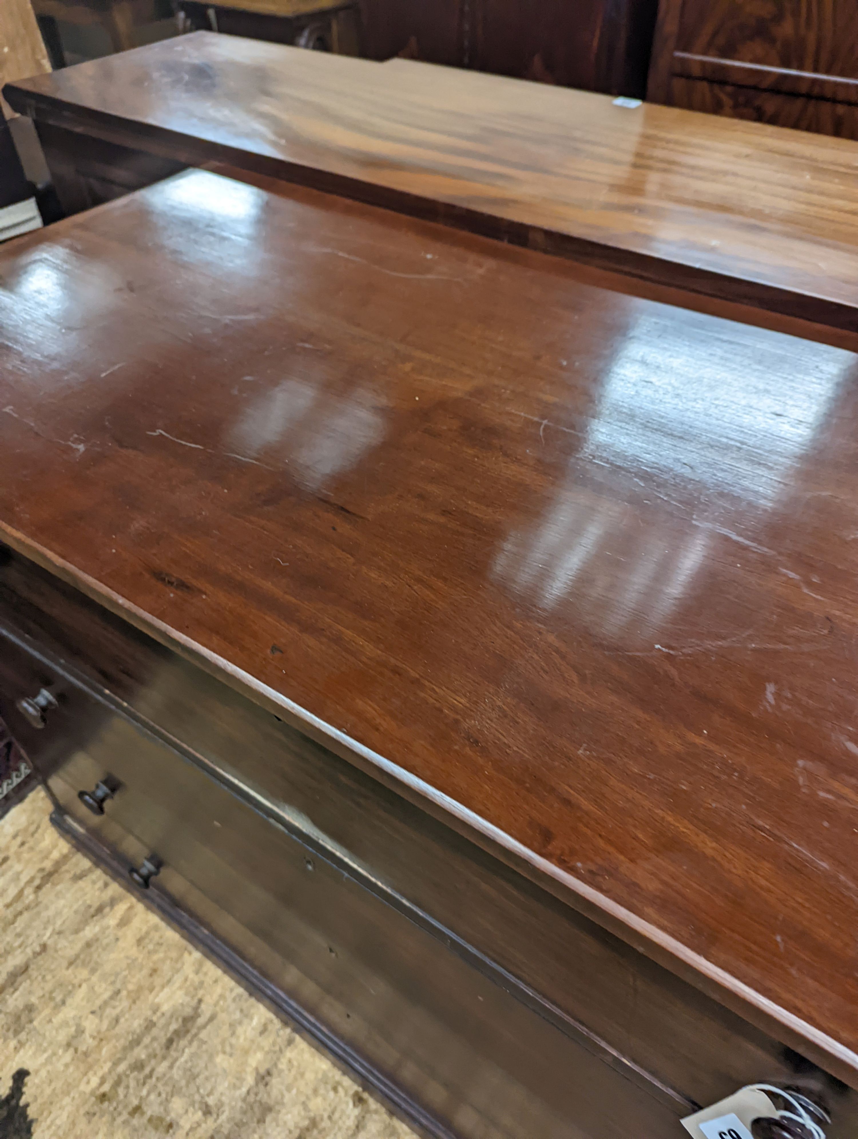 A Victorian and later four drawer chest, width 118cm, depth 55cm, height 86cm